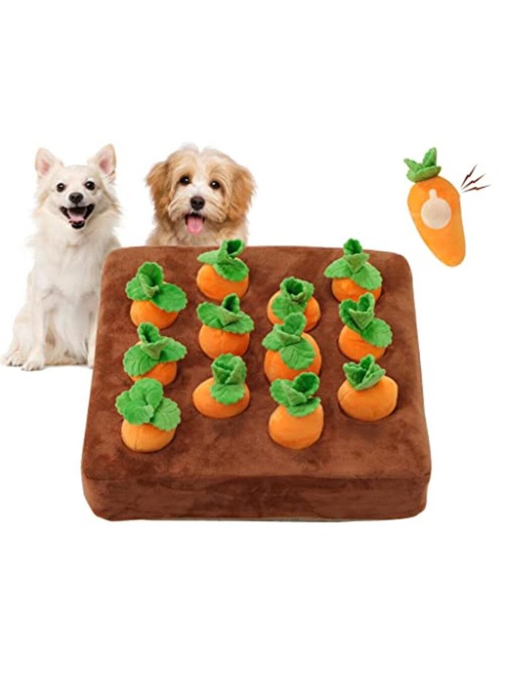 New Interactive Dog Toys，Squeak Carrot Snuffle Mat for Dogs Plush Puzzle Toys